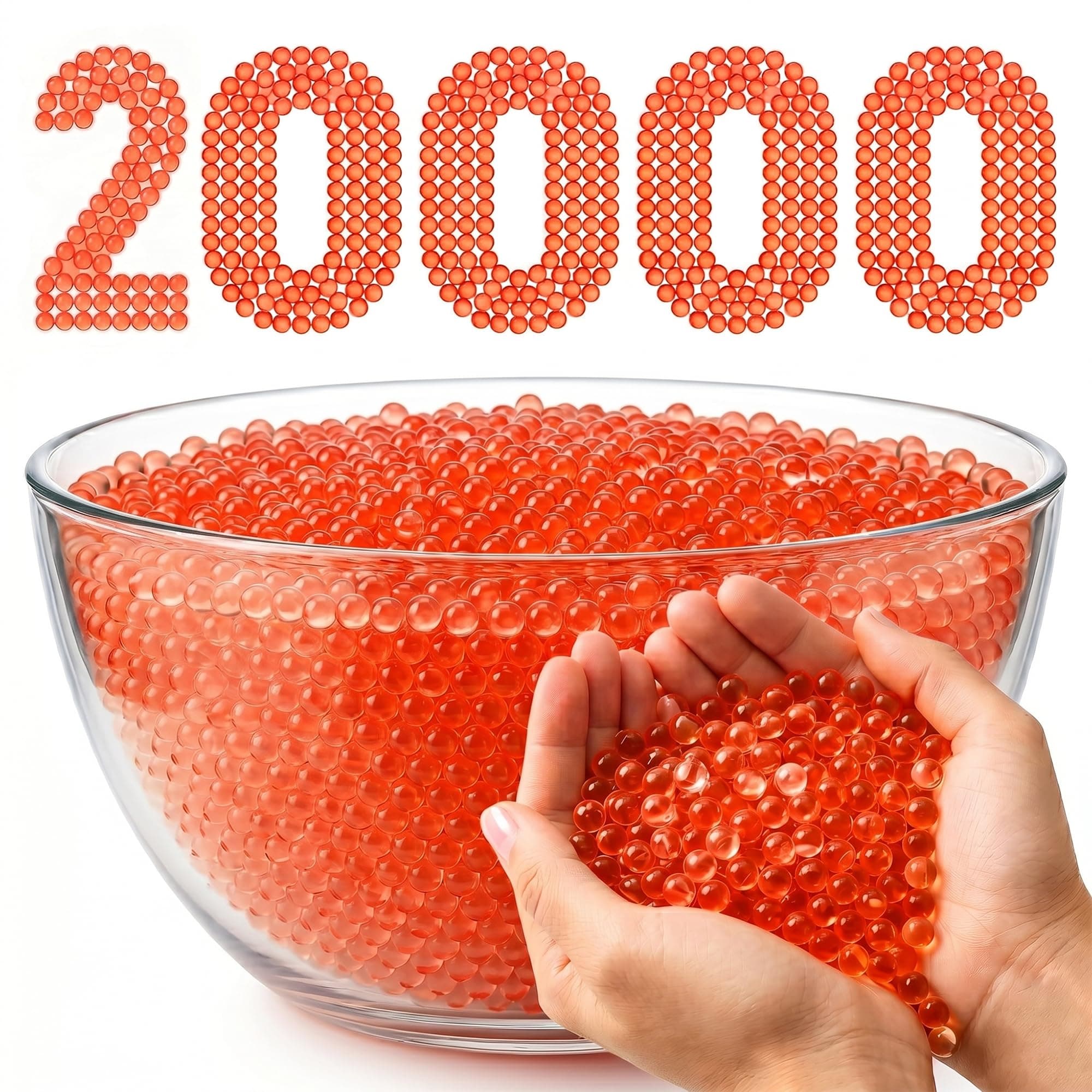 Gel Balls 7-8mm Water Bullets for Blaster Gun, High Absorbent Water Beads Ammo, Non-Toxic Gel Blaster Refill Balls for Shooting Practice, Decoration & Play (Red, 20000 Pcs)