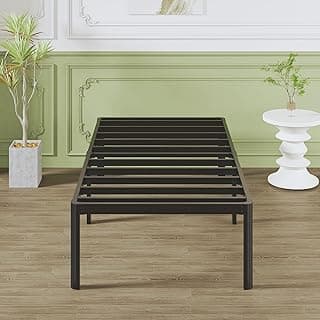 Lutown-Teen 18 Inch High 72x36 Single Metal Platform Bed Frame with Under Bed Storage Space-(Powder Coated_Black)