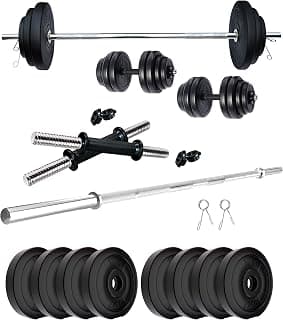 Kore PVC 16 Kg Home Gym Set with One 4 ft Plain Rod and One Pair Dumbbell Rods
