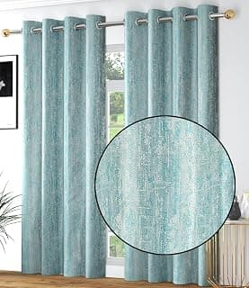 FRESH FROM LOOM Supreme Texture Polyester Curtains for Home 5 Feet Padre| Semi Black Out 80% Room Darkening Screens (Aqua | 2pc Double Weaved Parda | Eyelet Ring | Window Curtain)
