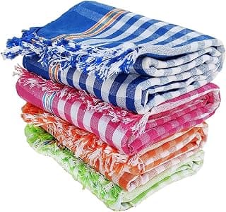 MESH MASTERS Handloom Towels 100% Pure Cotton (Pack of 4) with 1 Year Guarantee XXXL Size 36/72Inch(90/180cm) 3/6feet 800 GSM Heavy Quality(Multi Color) MMN:18