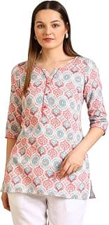 Aurelia Women's Pink Abstract Printed Pure Cotton Straight Kurta