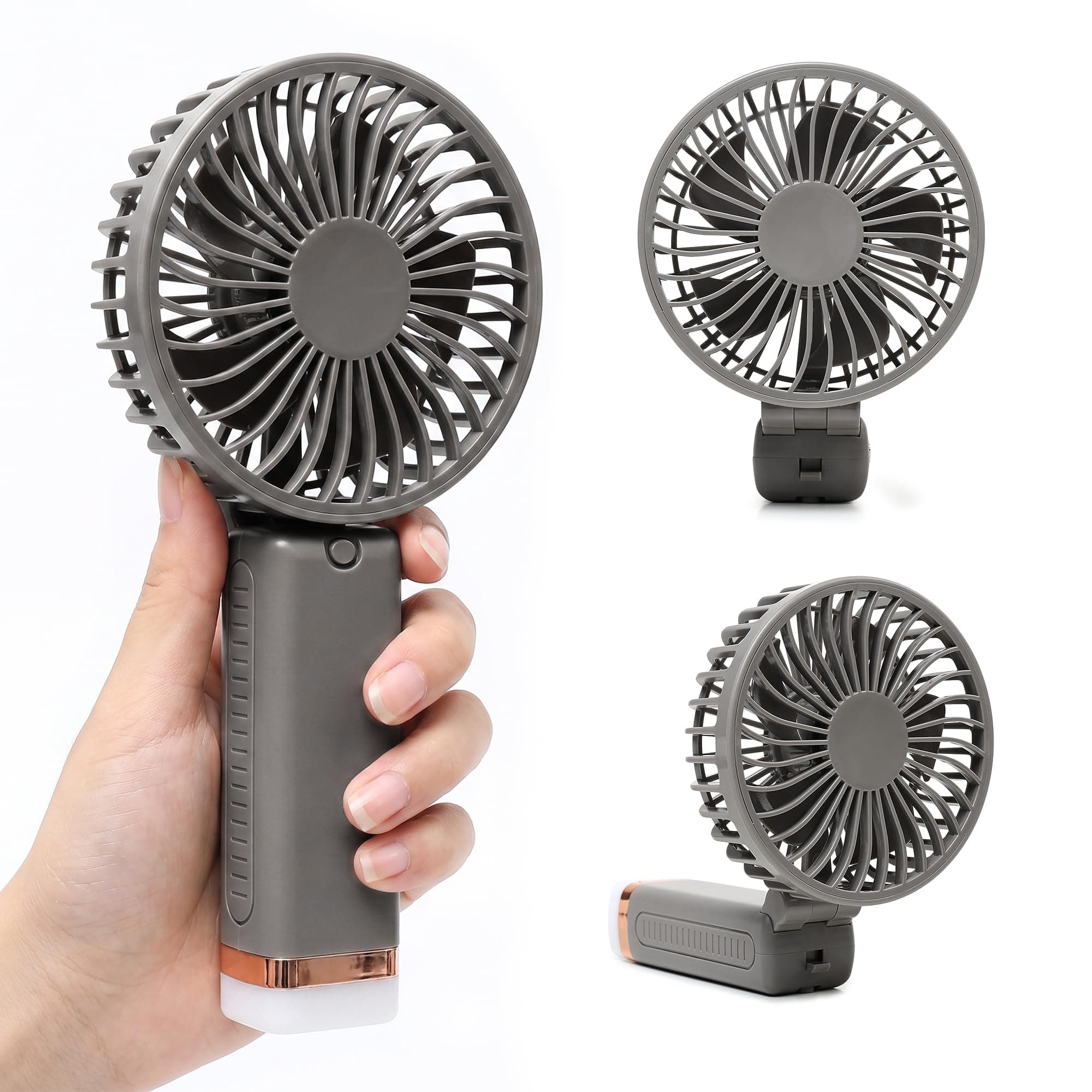 Niwlix Portable Mini Hand Fan Rechargeable 3 Speed Modes, 1200 mAh Battery For Travel, Office & Makeup, Mini Fan, Hand Fan, Small Fan - Grey