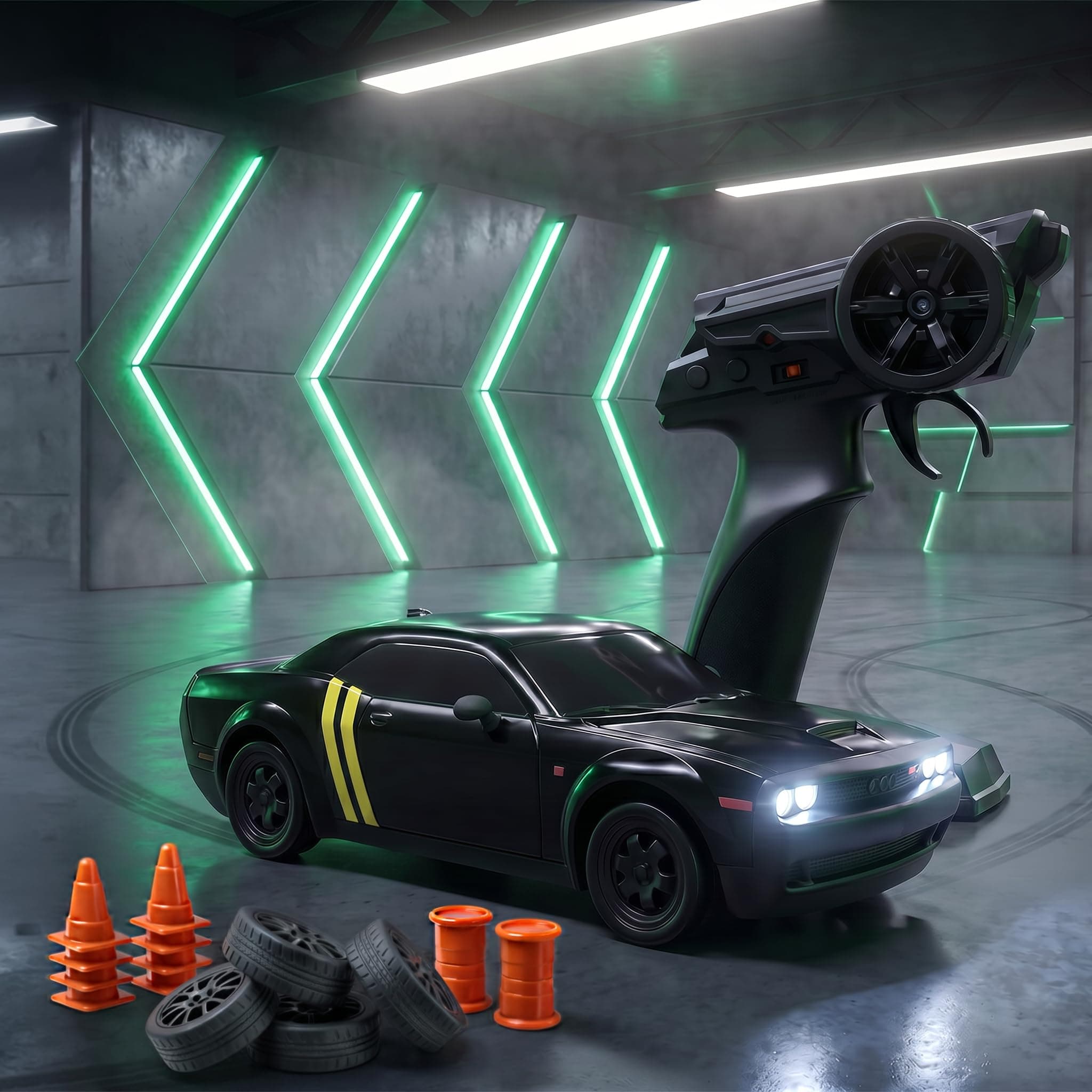 L.O.T CARS Shadow Remote Control Car | 20Kmph, 2.4Ghz | Rc Drifting Car, Rc Car 4x4, Drift Car Remote Control Range Upto 100m, Race-Ready Build ABS Plastic Body, Multi-Mode LED Lights (Tarmac Black)