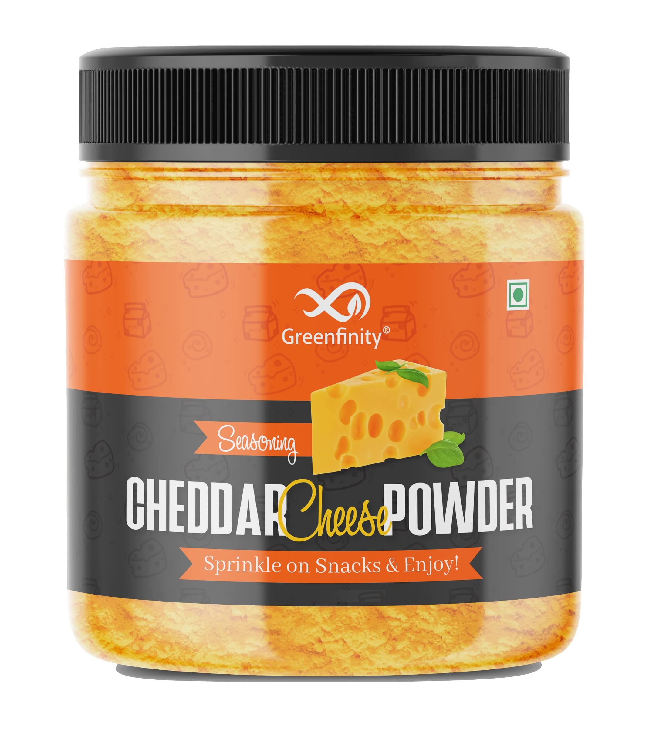 GreenFinity Cheddar Cheese Powder 100g (Pack of 1) - Ideal for Making Popcorn, Pizza, Pasta, French Fries, and More with Delicious Cheddar Flavor in Every Bite