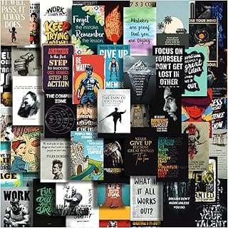 Moment Prints Set of 54 Motivational Inspirational Wall Collage Kit Posters, 4x6 Inches, 300 GSM Matte Finish, Double-Side Tape Included, Cardstock Prints for Office, Gym, Study Room, Bedroom and Dorm Decor