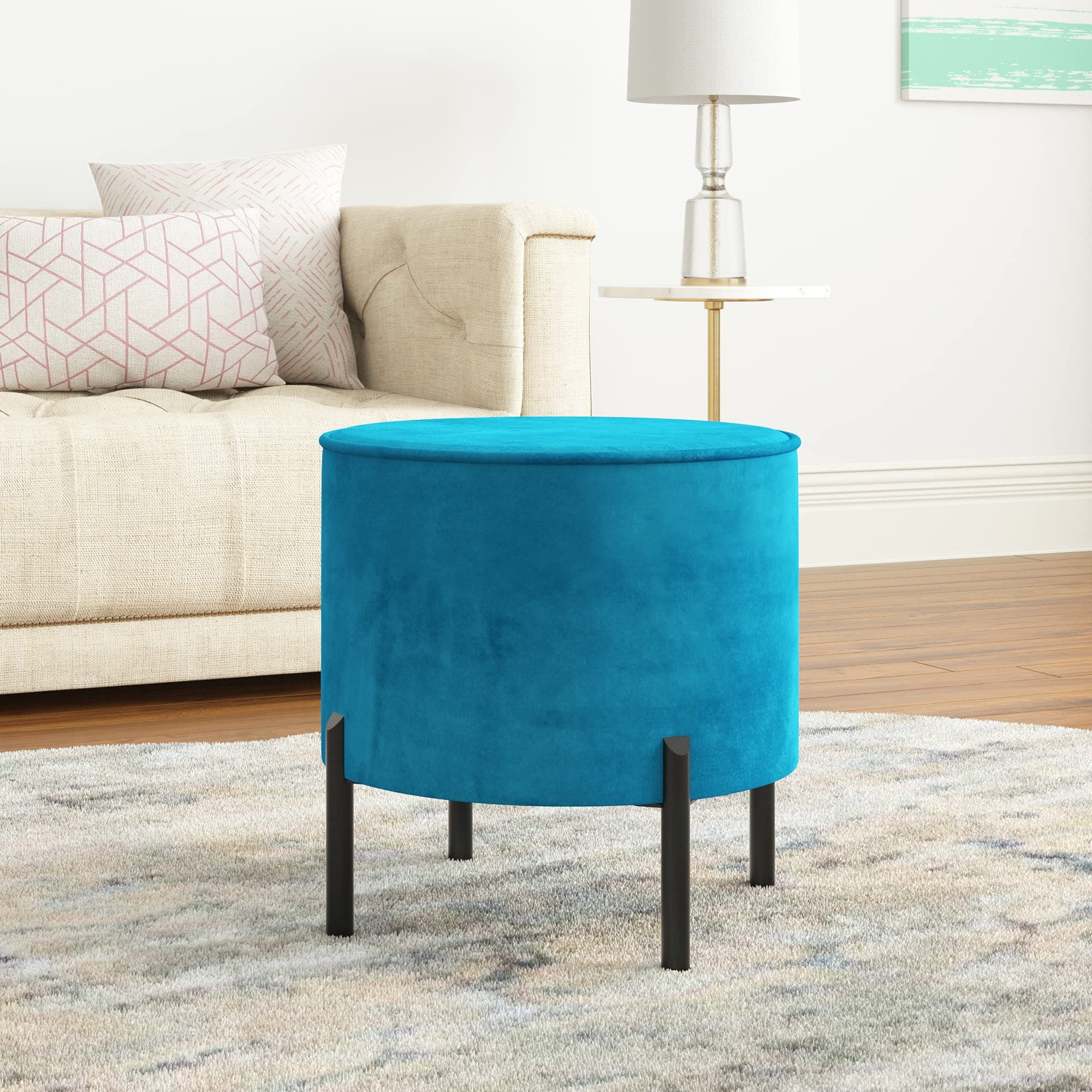 Amazon Brand - Stone & Beam Heber Ottoman Pouff (Blue)