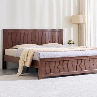 Home Centre Helios Lisbon King Bed |Solid Wood King Bed| (Walnut) |1 Year Warranty
