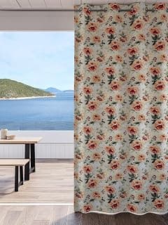 Ddecor Curtain Pack of 1, Polyster Digital Print Floral Curtain, Door 7 FT, Harmonise, Room Darkening |135 CM X 225 CM, Orange