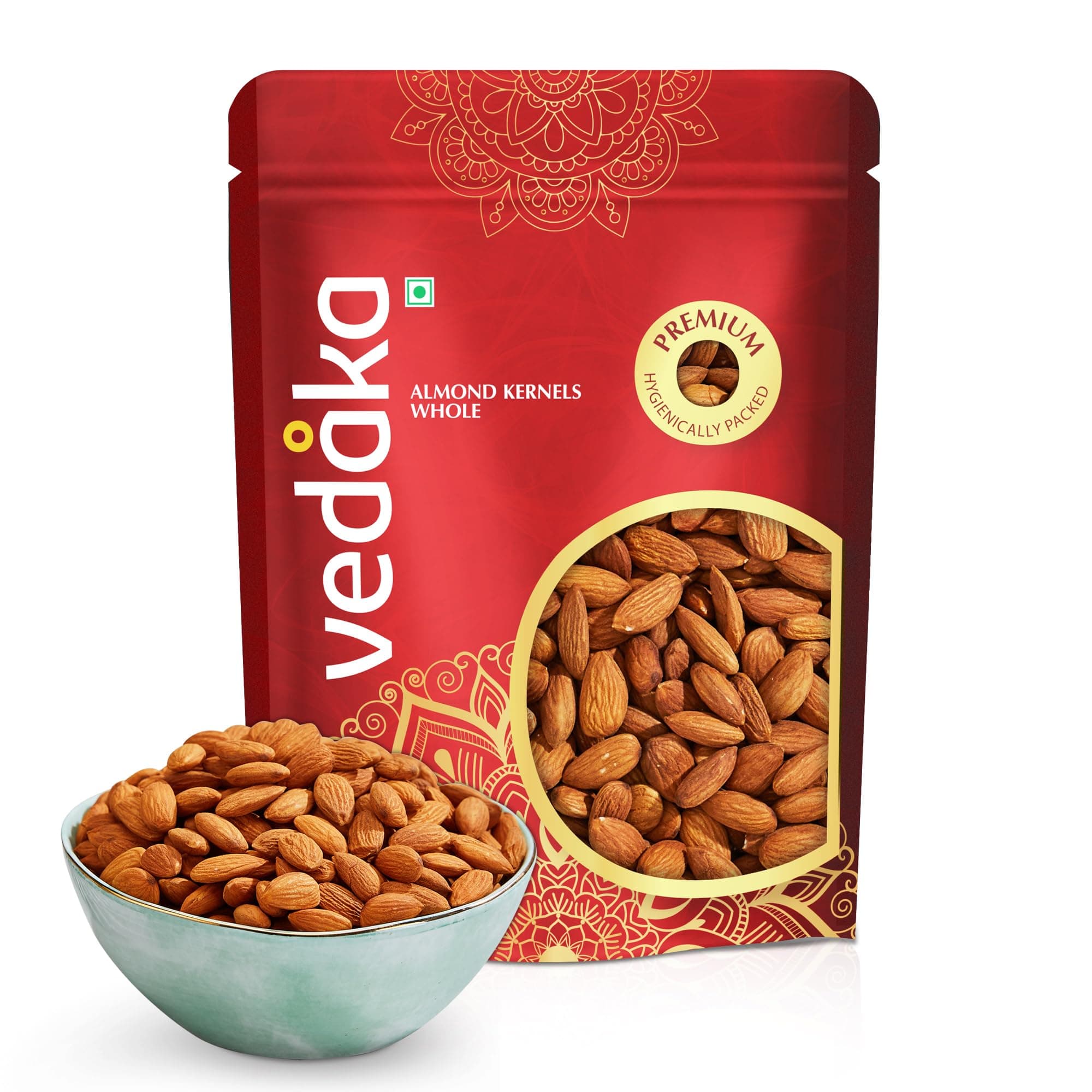 Amazon Brand - Vedaka Whole Almonds | 1 Kg | Dried California Almonds, Grade Non-Pareil | Purely Natural Badam | Crunchy & Nutty | No Added Flavors or Preservatives