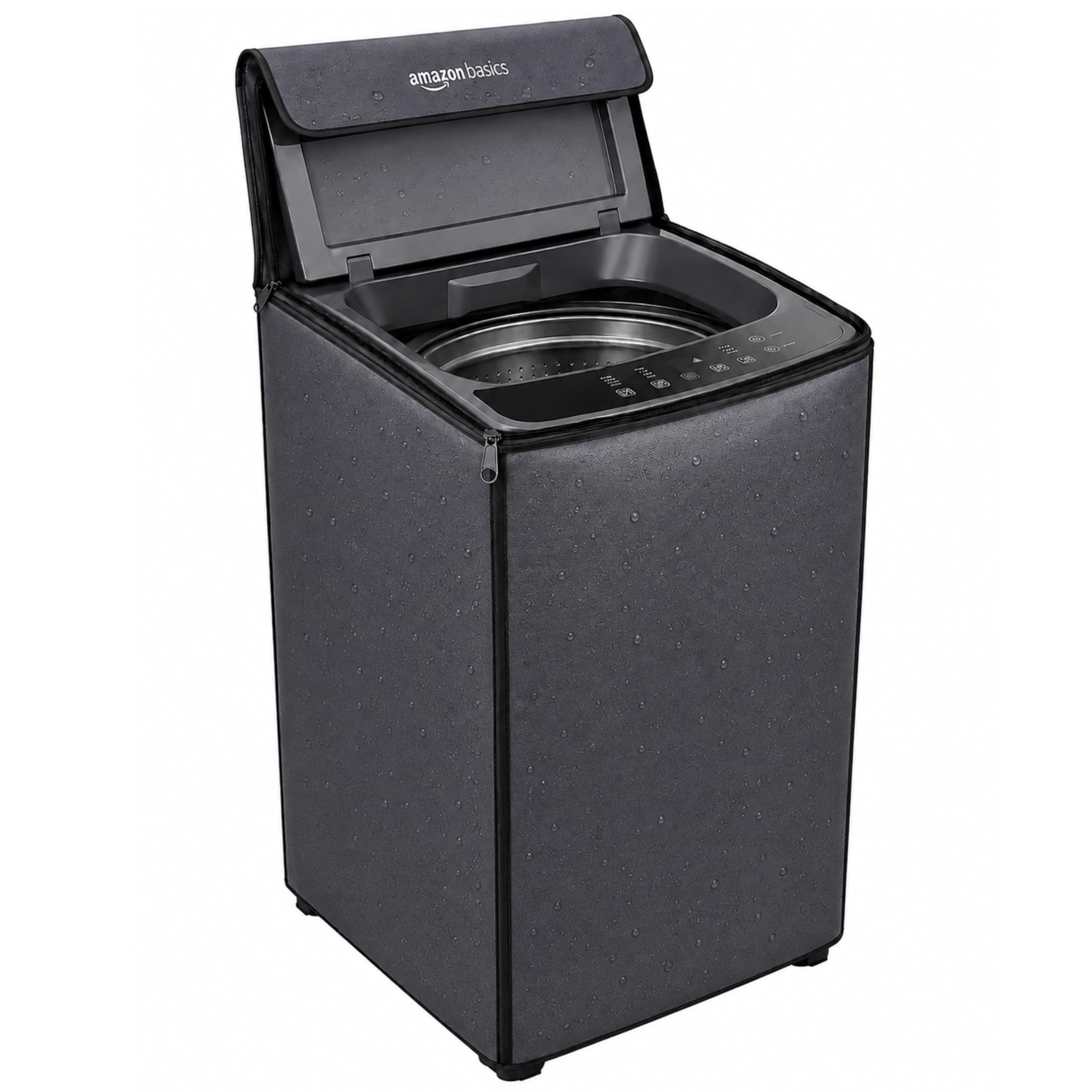 Amazon Basics Waterproof Top Load Fully Automatic Washing Machine Cover for 8 Kg, 8.5 Kg, 9 Kg, 9.5 Kg (Grey) - 63 x 63 x 93 cms
