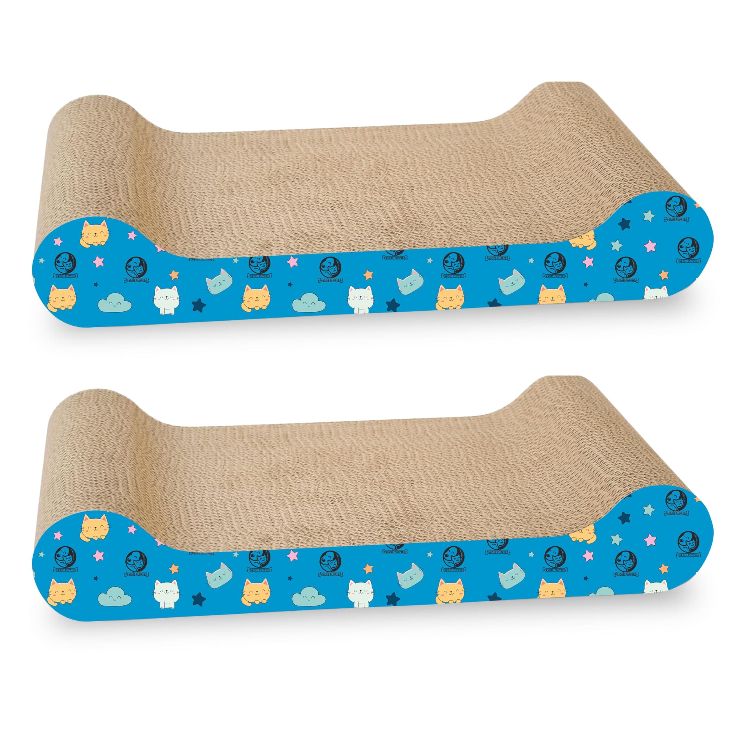 Foodie Puppies 2-in-1 Reversible Cat Scratcher Pad with Catnip for Cats & Kittens (Couch, Pack of 2) | Durable Corrugated Cardboard Cat Scratching Board | Scratch Pad Furniture Protection, Play & Rest