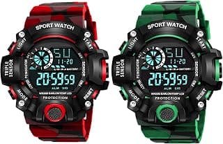 FROZIL Digital Watch Shockproof Multi-Functional Automatic Army Color Strap Waterproof Digital Sports Combo Watch for Men's Kids Watch for Boys Watch for Men Pack of-2