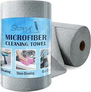 Story@Home Microfiber Cleaning Cloth Roll, 20Pcs, 4000 Times Washable - 10X Cheaper Than Paper Kitchen Towel Roll - Ultra Absorbent Lint Free Microfiber Cleaning Cloth for Kitchen - Tearable, Reusable