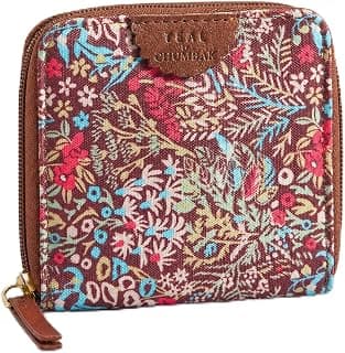 TEAL BY CHUMBAK Chumbak Women’s Wallet – Rainforest Collection Mini Wallet, Vegan Leather Purse with Coin Pocket & Card Slots – Brown Travel Wallet