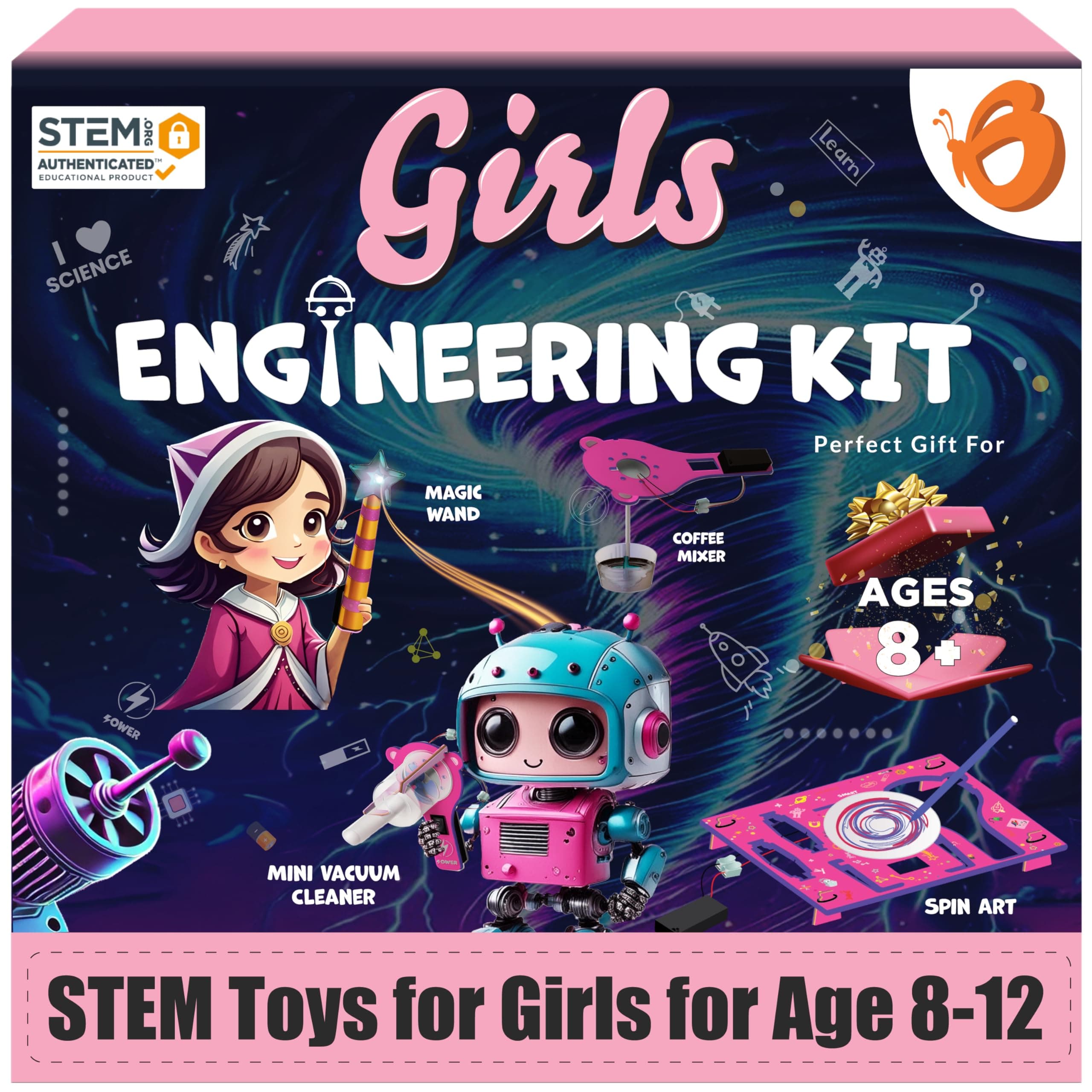 Butterfly EduFields Girls Engineering & Science Experiment Kit for Age 8-12 | 100+ STEM Projects | Educational Toy & Gift for Girls 8-10 | Birthday & Return Gift for Kids