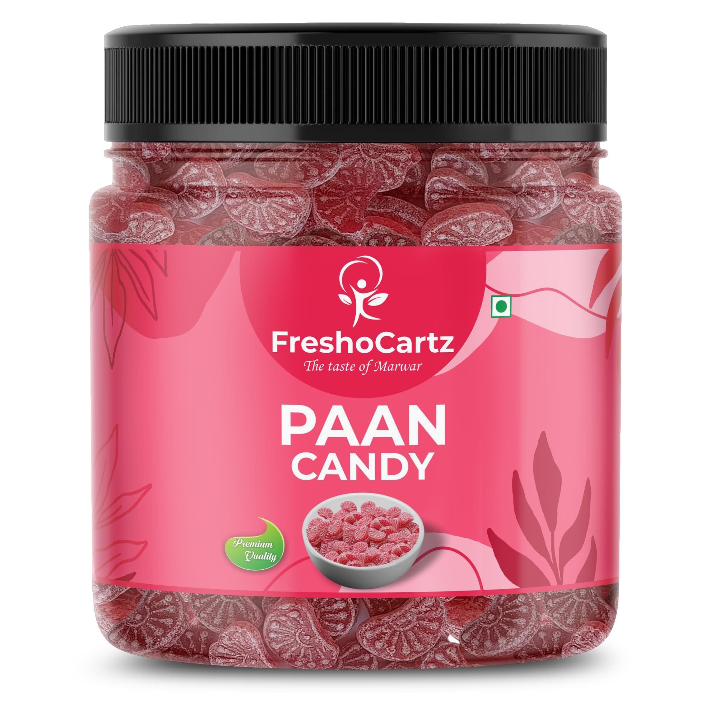 FreshoCartz Paan Flavoured Candy Jar 1KG – Meetha Paan Goli | Sweet & Sour Hard Candy | Mouth Freshener Toffee for Kids & Adults | Traditional Indian Paan Candy (Pack of 1)