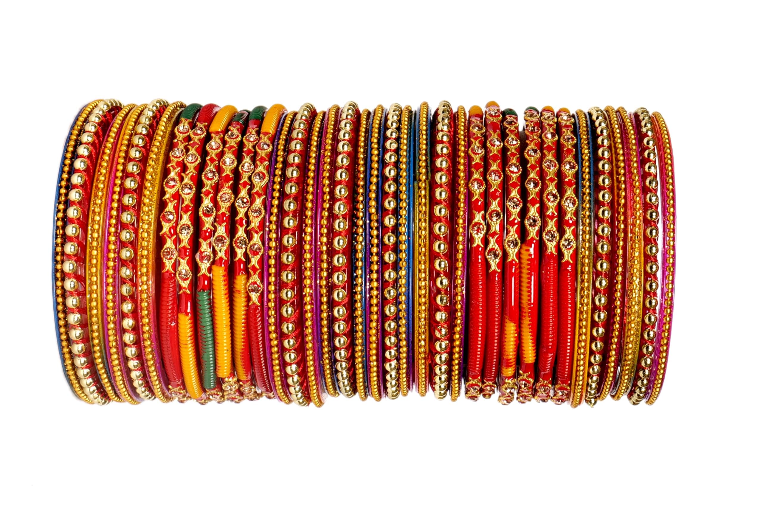 Swara Creations Multicolor Glass Bangles set for Women/thread Zirconia stonework bangles/perfect for festival wedding occassions(36Pcs)(SKU271)