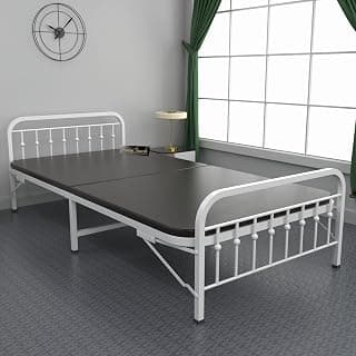 Honey Touch Nova Folding Bed Single for Sleeping with Mattress | No Assembly Required | Foldable Bed for Sleeping/Guests/Rented Apartments/Bedroom (3ft x 6ft, White)