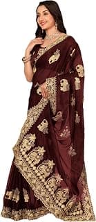Women Embroidered Saree with Heavy Border | Treditional Wear, Wedding & Festive Saree for Ladies