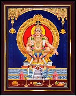 Pavan Photo Laminations Lord Ayyappa Swamy Ayyappan Iyyappan Wall Painting Framed Home Decor (Wood,Acrylic,Brown,Small Size,6x8 Inch) B78S