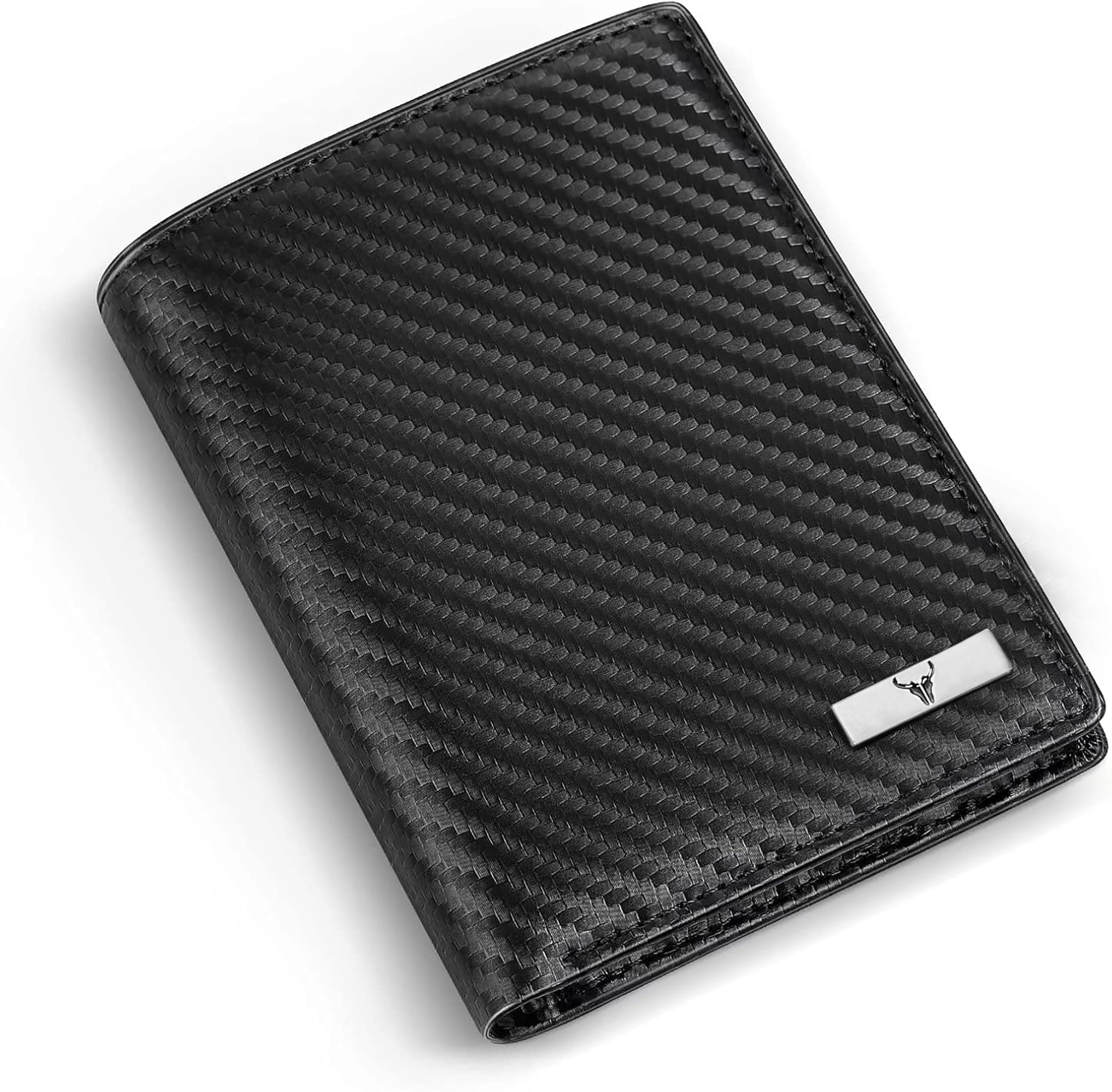 NAPA HIDE Carbon Fiber Leather Wallets for Men (Black & Tan1)