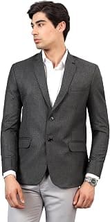 Men's Charcoal Slim Fit Solid Single Breasted Formal Blazer