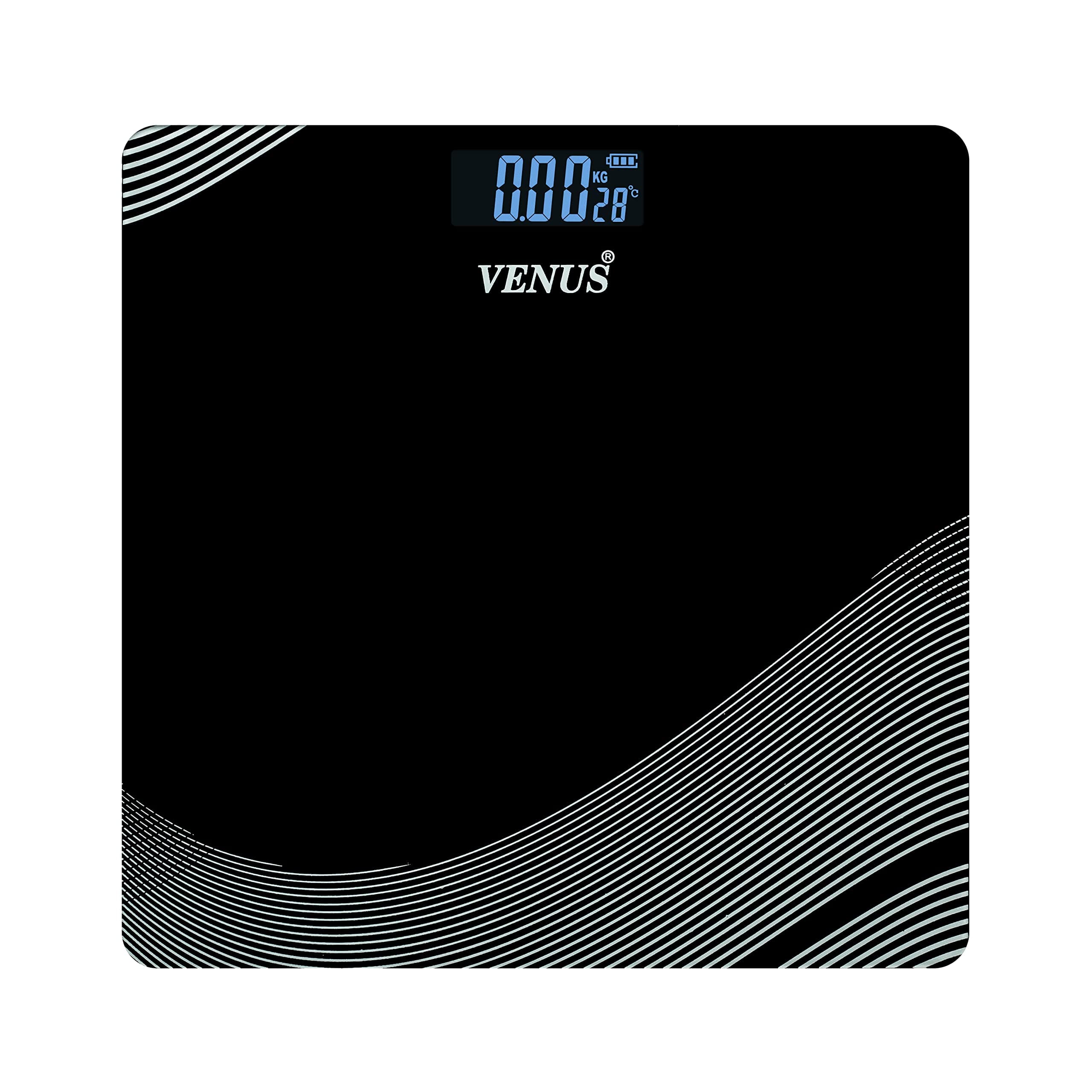 Venus (Made in India) Electronic Digital Personal Bathroom Health Body Weight Weighing scale, Battery Included, 2 Year Warranty (Black)