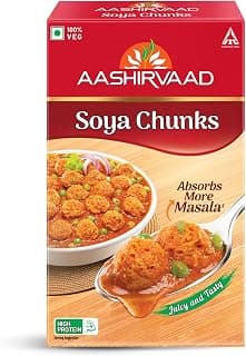 Aashirvaad Soya Chunks, 100% Veg, Absorbs More Masala, Juicy & Tasty, High Protein, 200g Pack