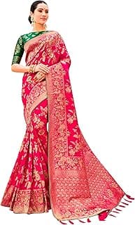 Monjolika Fashion Women's Banarasi Pure Kanjivaram Style Silk Saree With Blouse Piece for Wedding (37765 color)