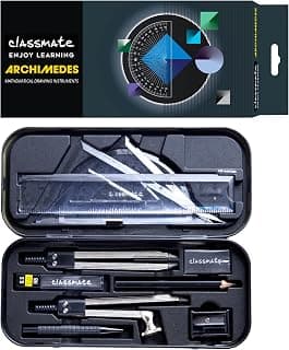 Classmate Archimedes Geometry Box | Die- Cast Compass | Mechanical Pencil | Double sided tray