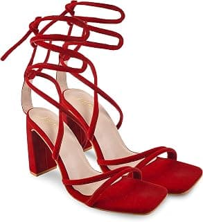 JM LOOKS Fashion Solid Comfortable Sole Lace-Up Slim Heel Sandals For Womens & Girls GTM-1-X