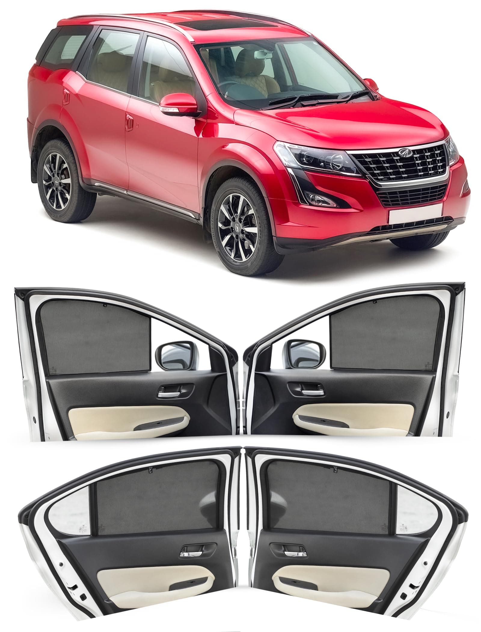 Autofact Car Sunshades for Mahindra XUV 500, UV Protection, Useful Car Accessories, Custom fit Sun Shades for Side Windows, Set of 6