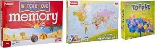 Funskool Games Topple|Strategy Balancing and Skill Game|Stack 5 in A Row|2 4 Players|6 & Above & Play & Learn-World Map|105 Pcs|Puzzle|for 6 Year Memory Match & Move|Kid
