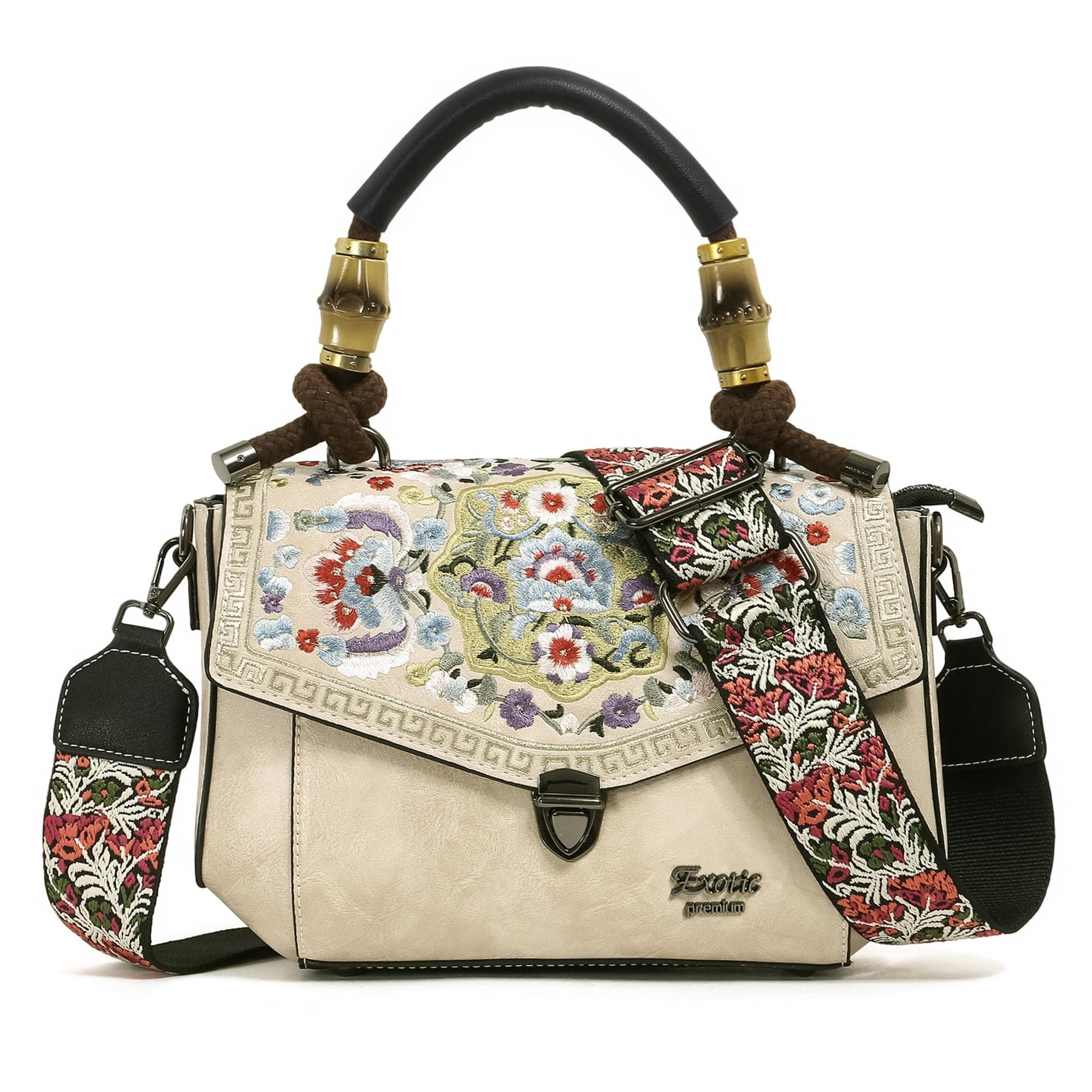 EXOTIC Women's Satchel Vintage Retro Embroidery Sling Bag