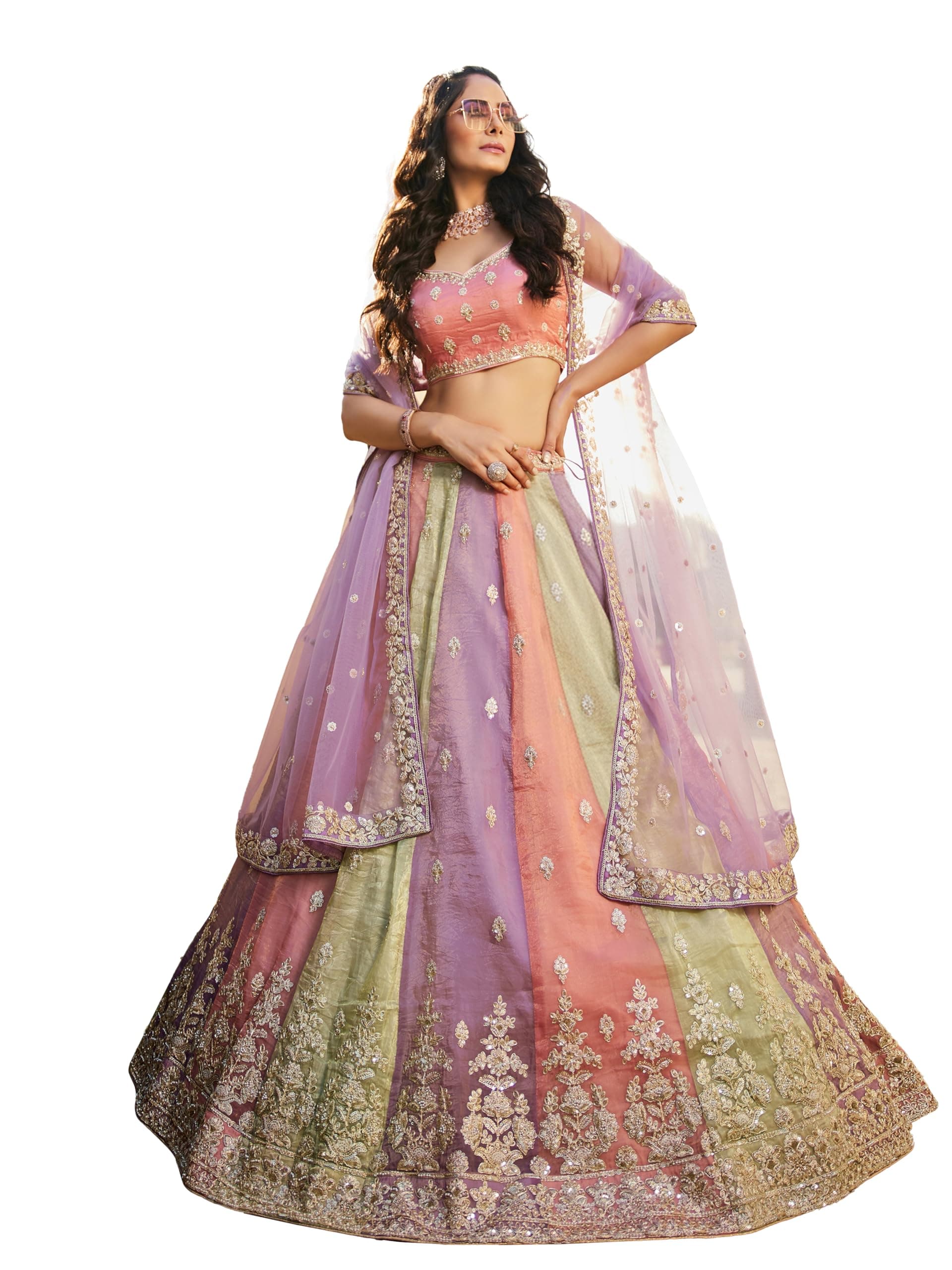 TRENDMALLS Art Silk Embroidery Sequence Work Lehenga Choli Unstitch Blouse With Dupatta For Women (New-Bridal-Latest-Wedding-Sequence-Lehenga-Designer)