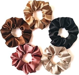 Silvr Bear Luxury Satin Scrunchies Set for Women, Girls | Anti-Hair-Breakage Hair Ties