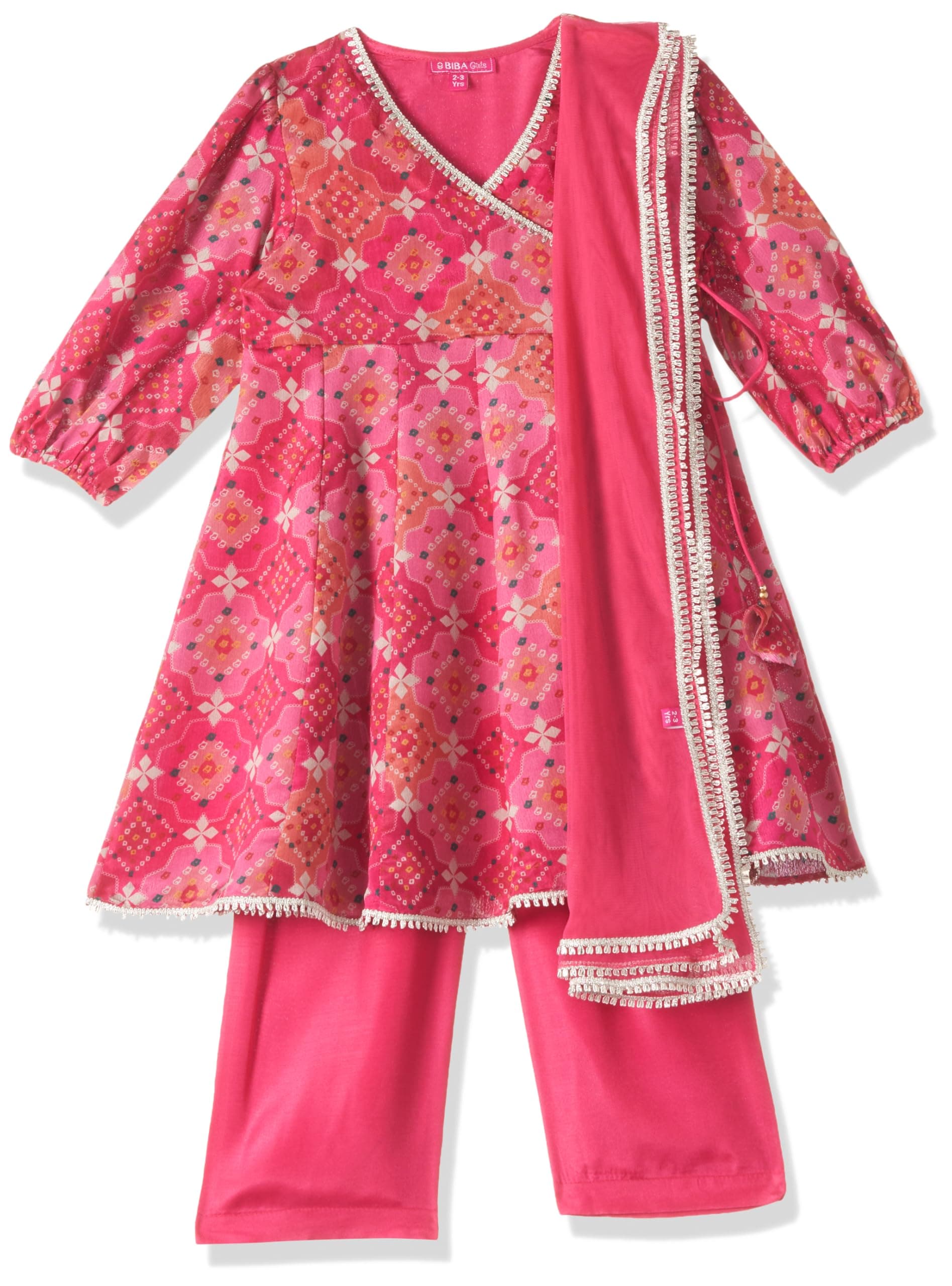 BIBA Girl Polyester Flared Printed Suit Set