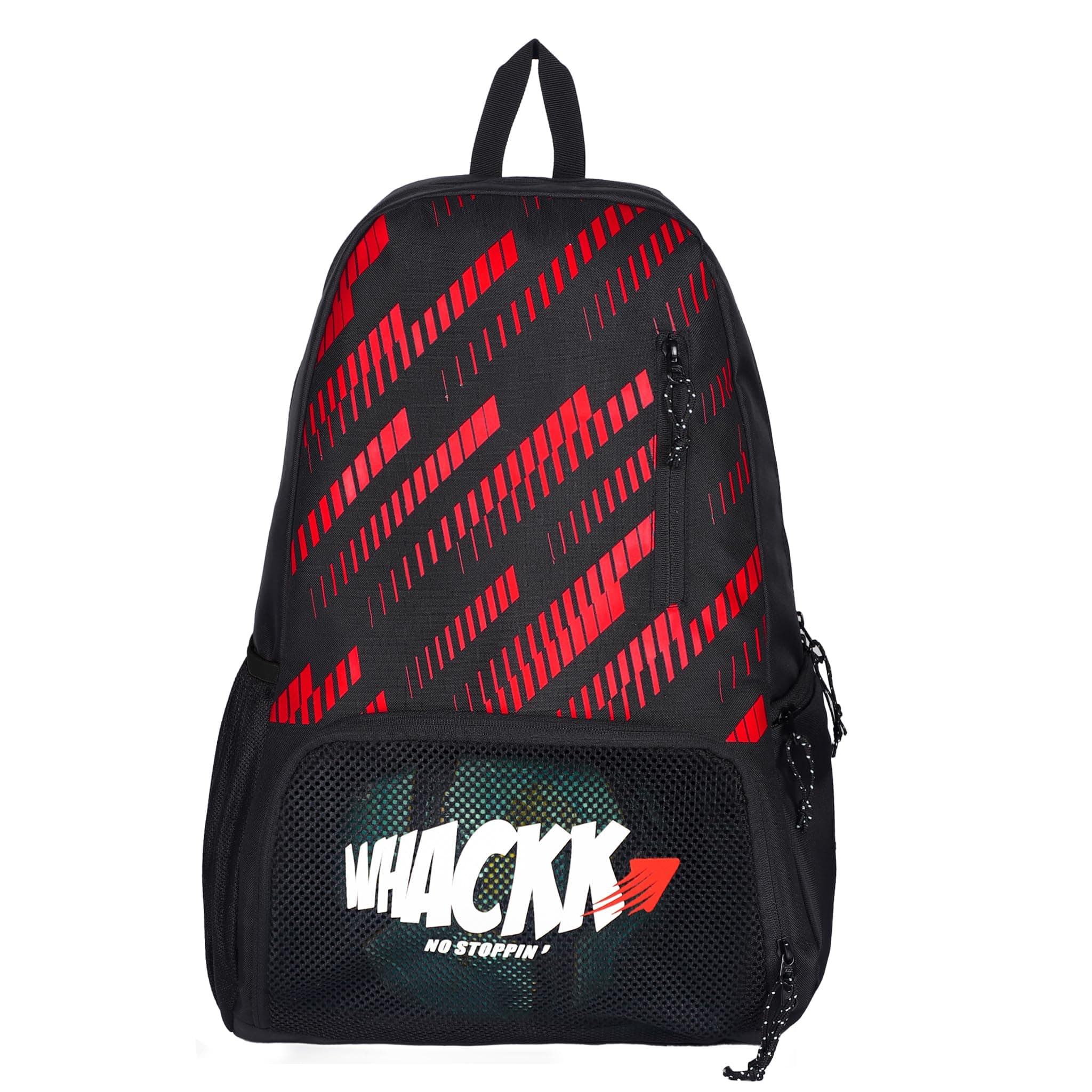 WHACKK Thunderbolt Red 28L|Football|Equipment Bags|Basketball Volleyball Backpack Bags|Kitbag |Kit Bags|Soccer Bag|Boys Kids Adult Men Bag|Mesh Shoe or Ball Pocket|1Bottle Holder|Easy Access Pocket