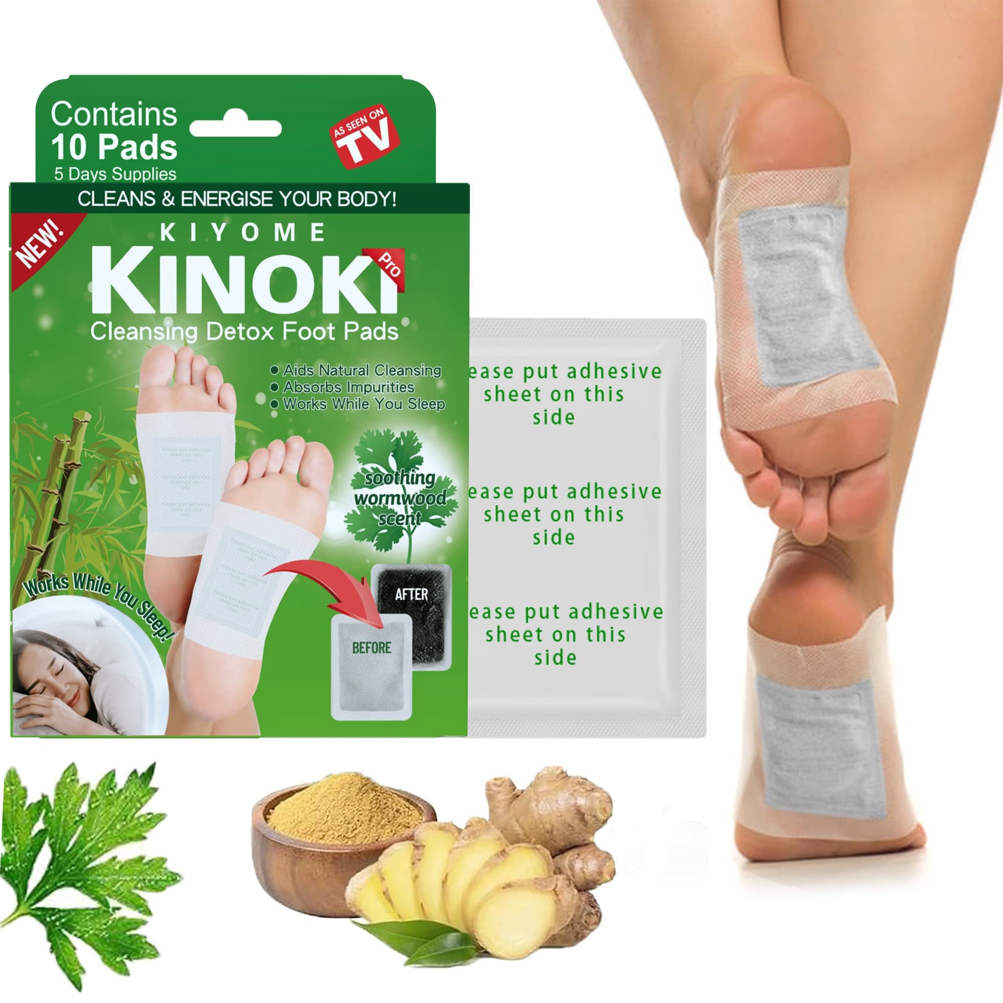 Kliffoo Detox Foot Patches for Cleansing Toxin Remover for Men & Women,10 Pads Deep Cleansing Detoxify Blood Circulation Foot Pad for Detox & Relaxation- Pain Relief, Stress Relief Sleep Patch (Wormwood 10 Pads)