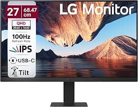 LG 27U631A 68.47 cm (27 Inch) QHD (2560x1440) IPS PC Monitor with 100Hz, 5ms (GtG) HDR10, Flicker Safe & Reader Mode HDMI, USB-C, Tilt Adjustable, 3-Side Virtually Borderless Design sRGB 99% (Black)