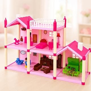 Toyshine DIY Doll House Creative Edition with Accessories Included Playset (Multicolour, 108 Pieces )