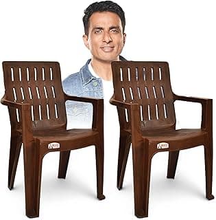 AVRO Furniture Spine Care Orthopaedic Plastic Chair, Set of 2, Ideal for Home, Office & Outdoor, 150Kg Load Capacity, Durable Strong Build, Comfortable Back Design, 2 Years Guarantee, W. Brown Color