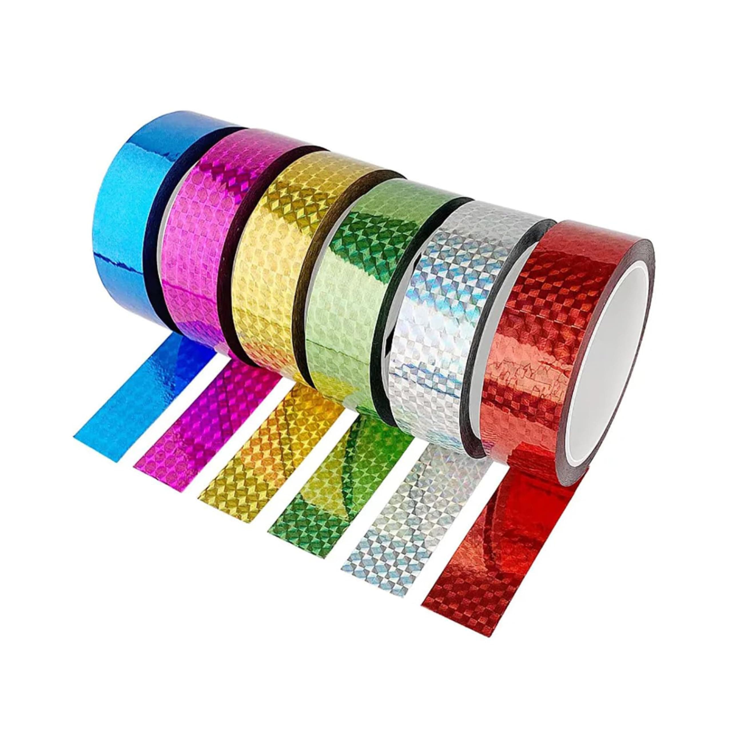 ESCAPER Glitter Tapes for Art and Craft, 12mm Shining Laser Adhesive Cello Tape (Pack Of 12) Rolls for Kids, DIY, Scrapbooking, Gift Wrapping, School Projects, and Decoration (Mix-Color, 12 Pcs)