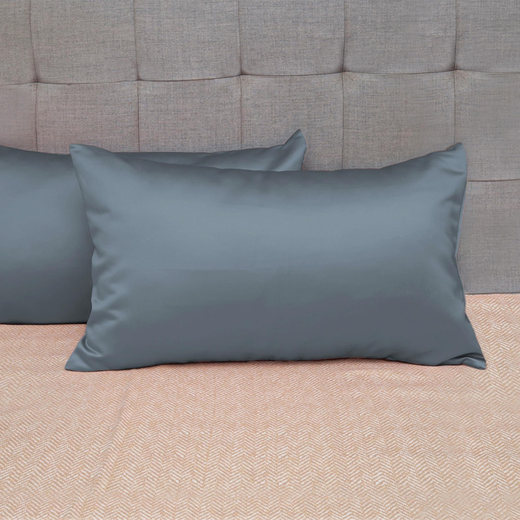 SleepyCat Satin Fabric Solid Pillow Case with Envelope Closure - Pack of 2 Count | Wrinkle Free | Machine Washable, Sapphire Blue (King Size, 32X20 Inches),300