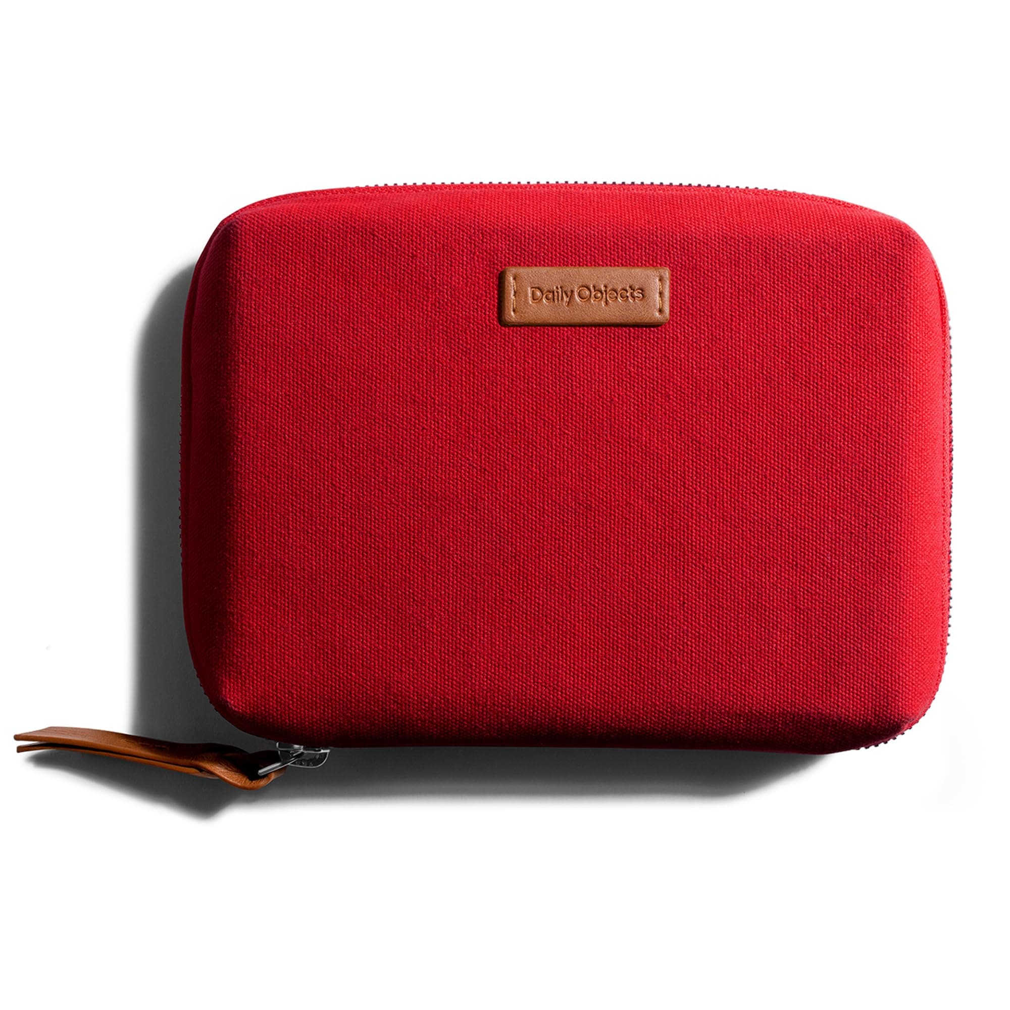 DailyObjects Travel Digital Accessories Storage Bag | Portable Gadget Organizer Case | Regular Zippered Tech Kit Organizer Pouch - Red (Canvas)