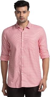 Raymond Men's Pure Cotton Structure Pattern Contemporary Fit Semi Cutaway Collar Full Sleeve Casual Shirt