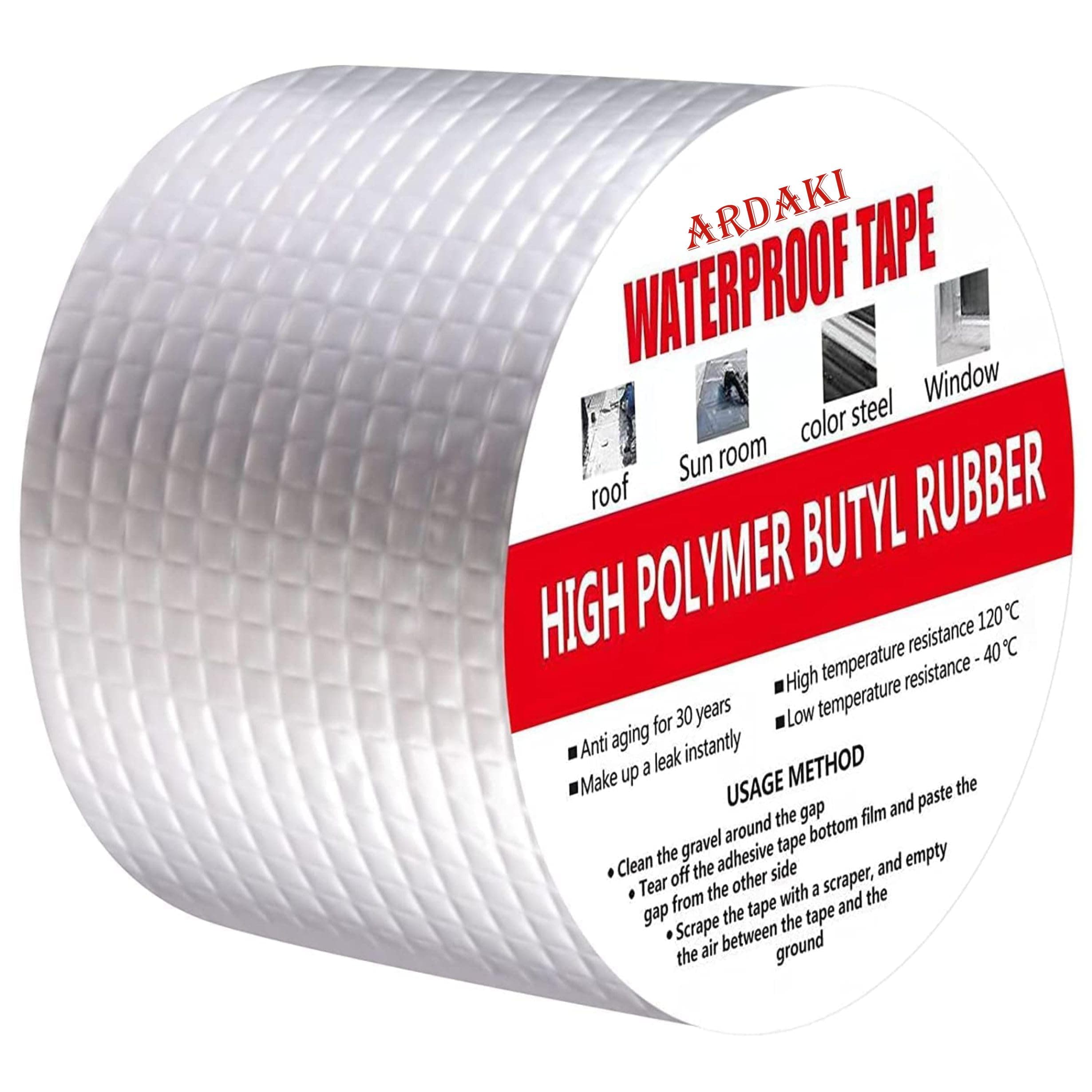 ARDAKI Leakage Repair Waterproof Tap - Aluminium Foil Tape Sealing Butyl Rubber Tape for Pipe & Roof Leaks (Pack of 1) (10cm x 5m)