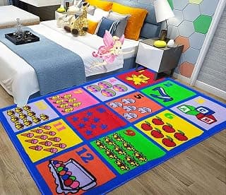 Status Contract Nylon Anti Skid 'Numbers Learning Children's Educational' Rug (Multicolour, 3 X 5 Feet), Rectangular