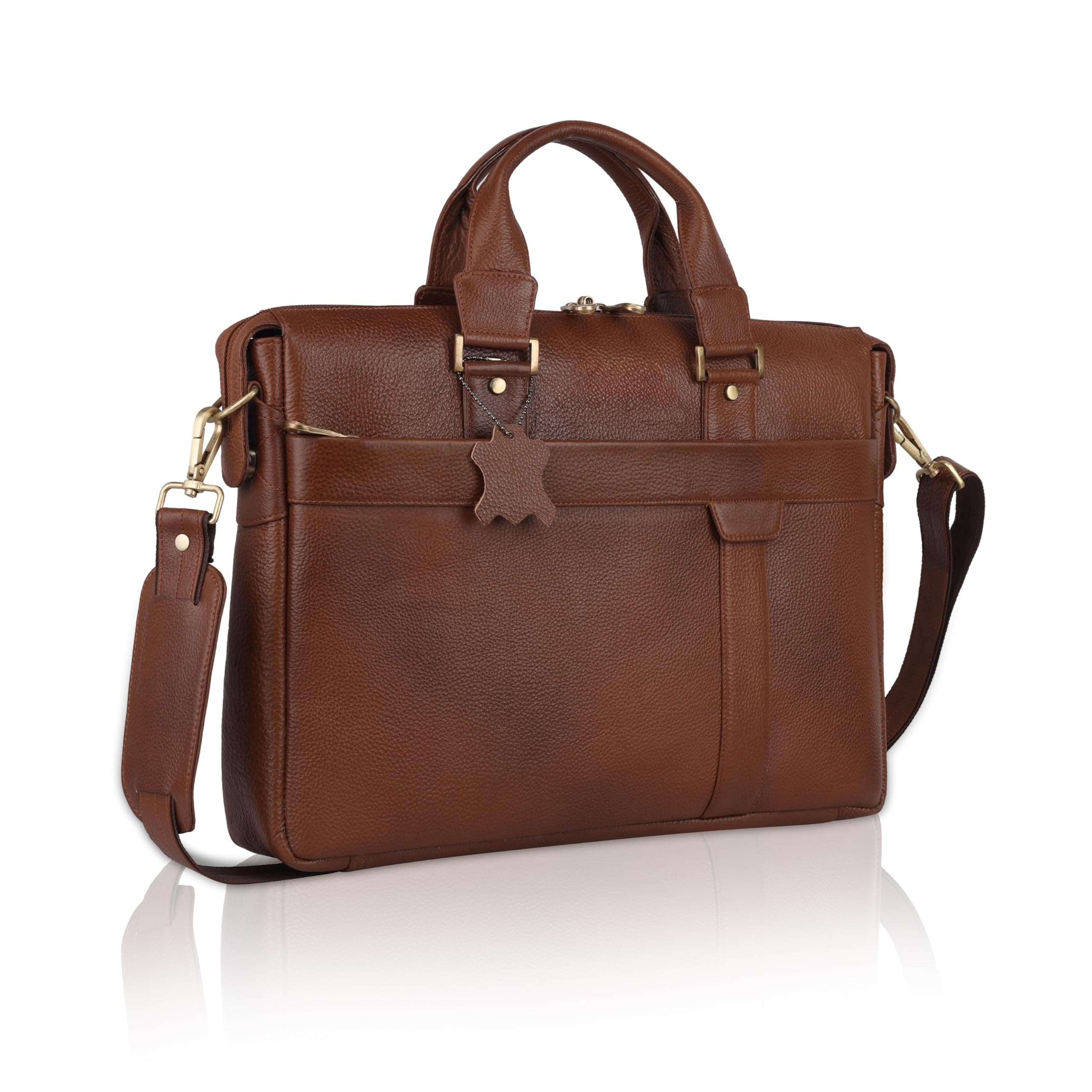 DORPER MONEYHILL Genuine Leather Tan Office Bag For Men Professional Briefcase 16 Inch Laptop Leather Bag Women Branded Messenger Bag Best For Macbook